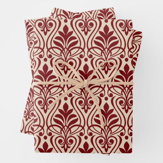 Art Deco Patroon 01 - Midnight Red op Gebroken Wit Inpakpapier Vel (In situ)