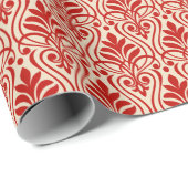 Art Deco Patroon 01 - Milano Rood op Gebroken Wit Cadeaupapier (Rol Hoek)