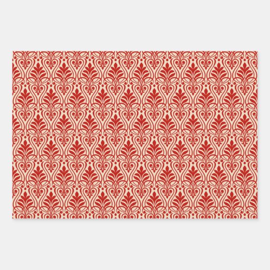 Art Deco Patroon 01 - Milano Rood op Gebroken Wit Inpakpapier Vel (Voorkant 3)