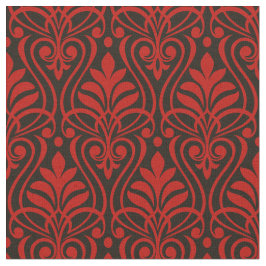 Art Deco Patroon 01 - Milano Rood op Zwart Stof