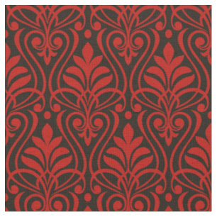 Art Deco Patroon 01 - Milano Rood op Zwart Stof