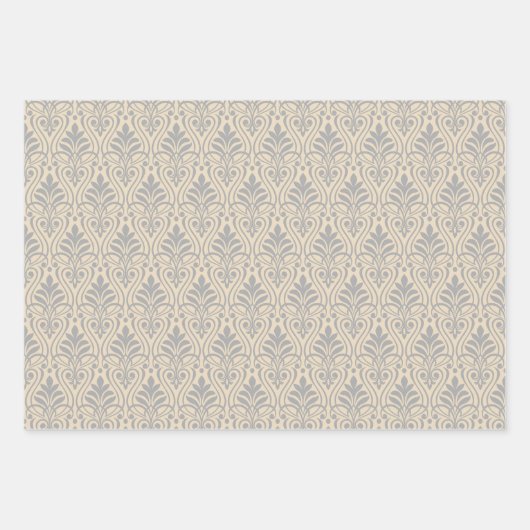 Art Deco Patroon 01 - Spaans Grijs op Gebroken Wit Inpakpapier Vel (Voorkant 3)