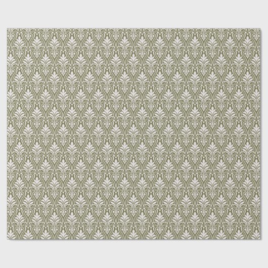 Art Deco Patroon 01 - Wit op Camouflage Groen Cadeaupapier (Vlak)