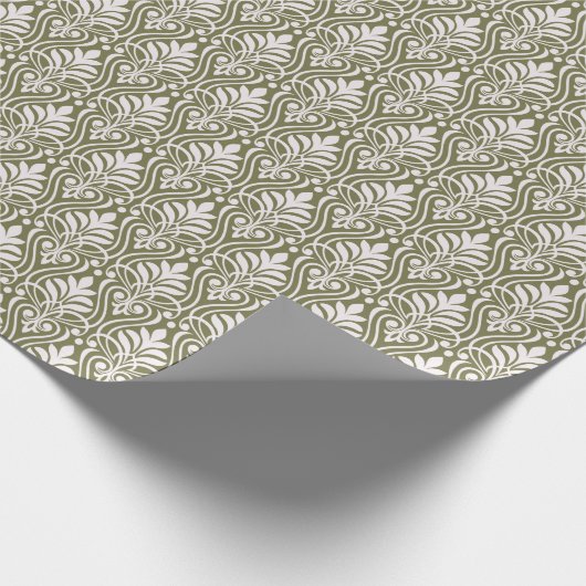 Art Deco Patroon 01 - Wit op Camouflage Groen Cadeaupapier (Hoek)