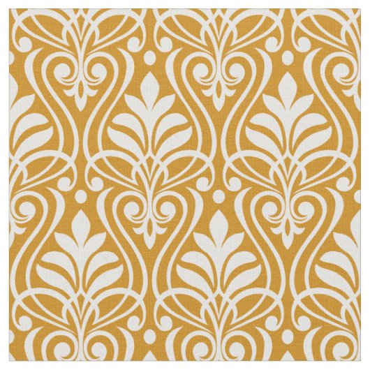Art Deco Patroon 01 - Wit op Deco Gold 2 Stof (Close Up)