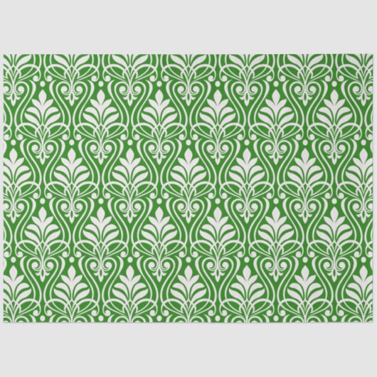 Art Deco Patroon 01 - Wit op Forest Green Tissuepapier (Voorkant)