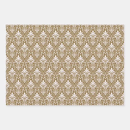 Art Deco Patroon 01 - Wit op Gold Fusion Inpakpapier Vel (Voorkant 3)
