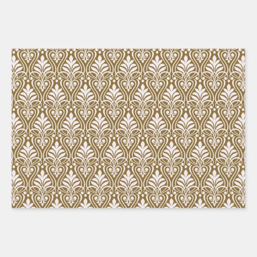 Art Deco Patroon 01 - Wit op Gold Fusion Inpakpapier Vel (Voorkant 2)