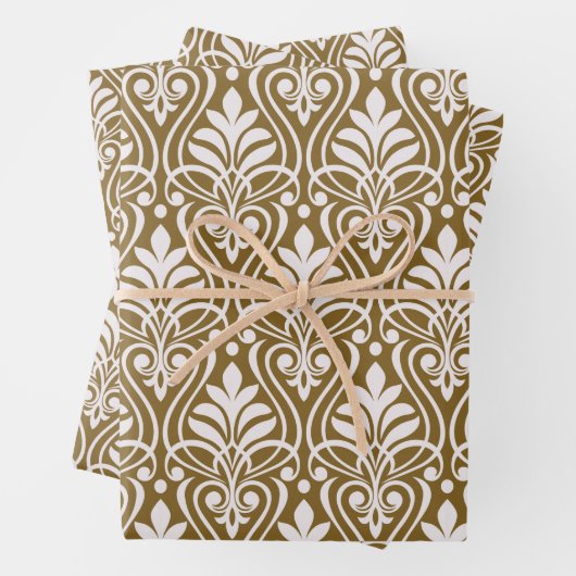 Art Deco Patroon 01 - Wit op Gold Fusion Inpakpapier Vel (In situ)
