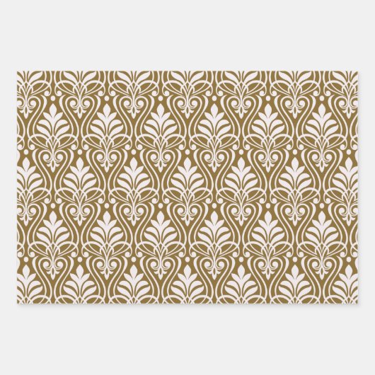 Art Deco Patroon 01 - Wit op Gold Fusion Inpakpapier Vel (Voorkant)