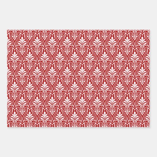 Art Deco Patroon 01 - Wit op Milano Rood Inpakpapier Vel (Voorkant 3)