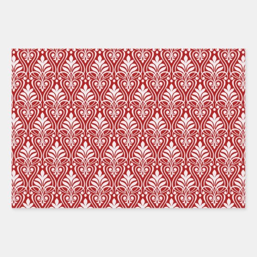 Art Deco Patroon 01 - Wit op Milano Rood Inpakpapier Vel (Voorkant 2)