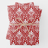 Art Deco Patroon 01 - Wit op Milano Rood Inpakpapier Vel (In situ)