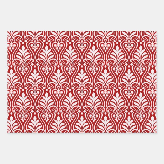 Art Deco Patroon 01 - Wit op Milano Rood Inpakpapier Vel (Voorkant)