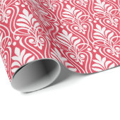 Art Deco Patroon 01 - Wit op Paradise Pink Cadeaupapier (Rol Hoek)