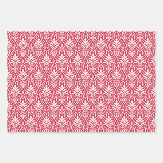 Art Deco Patroon 01 - Wit op Paradise Pink Inpakpapier Vel (Voorkant 3)
