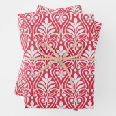 Art Deco Patroon 01 - Wit op Paradise Pink Inpakpapier Vel (In situ)