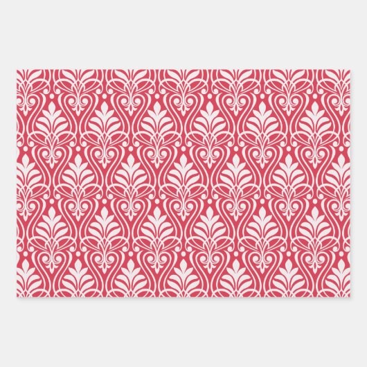 Art Deco Patroon 01 - Wit op Paradise Pink Inpakpapier Vel (Voorkant)