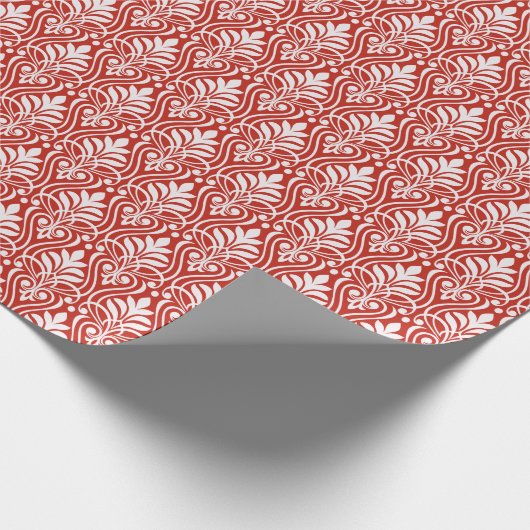 Art Deco Patroon 01 - Wit op Perzisch Rood Cadeaupapier (Hoek)