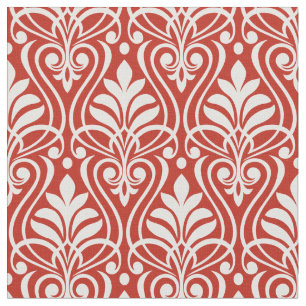 Art Deco Patroon 01 - Wit op Perzisch Rood Stof