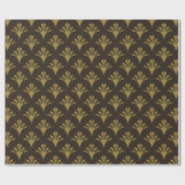 Art Deco Patroon 02 - Deco Gold op Deco Zwart Cadeaupapier (Vlak)