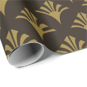 Art Deco Patroon 02 - Deco Gold op Deco Zwart Cadeaupapier (Rol Hoek)