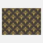 Art Deco Patroon 02 - Deco Gold op Deco Zwart Inpakpapier Vel (Voorkant)
