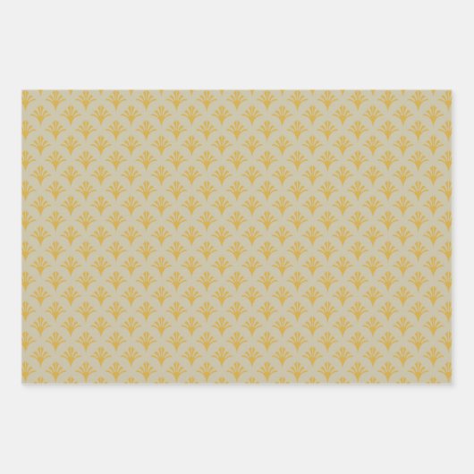 Art Deco patroon 02 - Deco goud op gebroken wit Inpakpapier Vel (Voorkant 3)