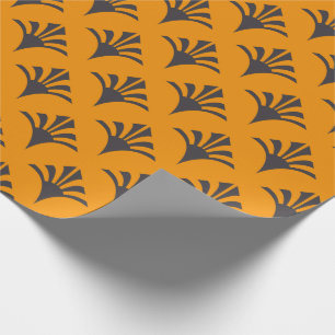 Art Deco Patroon 02 - Deco Zwart op Vivid Gamboge Cadeaupapier