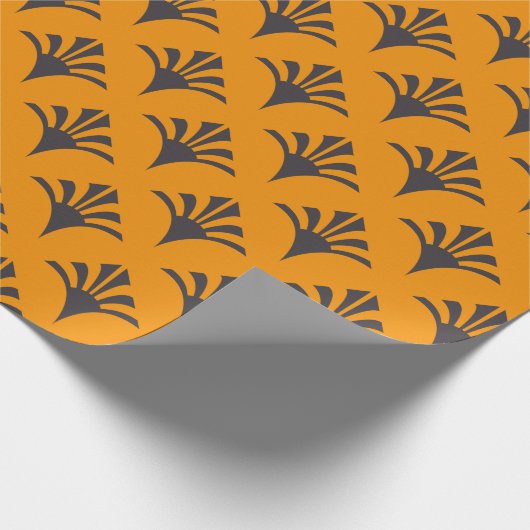 Art Deco Patroon 02 - Deco Zwart op Vivid Gamboge Cadeaupapier (Hoek)