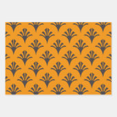 Art Deco Patroon 02 - Deco Zwart op Vivid Gamboge Inpakpapier Vel (Voorkant)