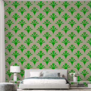 Art Deco Patroon 02 - Donker Lime Groen op Gebroke Behang