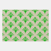 Art Deco Patroon 02 - Donker Lime Groen op Gebroke Inpakpapier Vel (Voorkant)