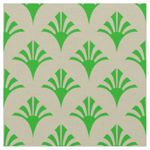 Art Deco Patroon 02 - Donker Lime Groen op Gebroke Stof