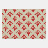 Art Deco Patroon 02 - Escher Rood op Gebroken Wit Inpakpapier Vel (Voorkant)