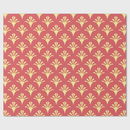 Art Deco Patroon 02 - Lichte karmijn roze op blond Cadeaupapier (Vlak)