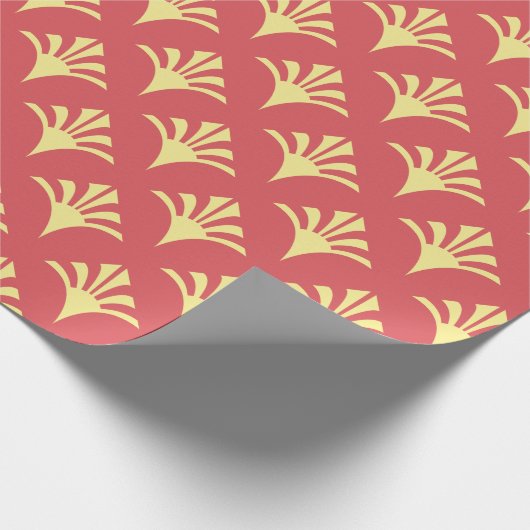 Art Deco Patroon 02 - Lichte karmijn roze op blond Cadeaupapier (Hoek)