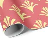 Art Deco Patroon 02 - Lichte karmijn roze op blond Cadeaupapier (Rol Hoek)