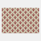 Art Deco Patroon 02 - Midnight Red op Off-White Inpakpapier Vel (Voorkant 2)