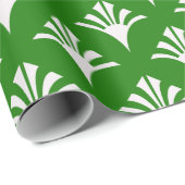 Art Deco Patroon 02 - Wit op Bos Groen Cadeaupapier (Rol Hoek)