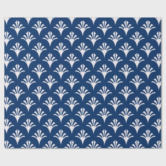 Art Deco Patroon 02 - Wit op Dark Azure Cadeaupapier (Vlak)