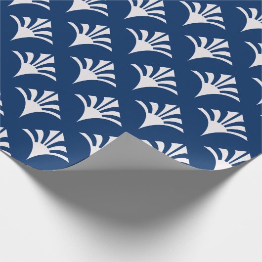 Art Deco Patroon 02 - Wit op Dark Azure Cadeaupapier (Hoek)