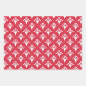 Art Deco Patroon 02 - Wit op Paradise Pink Inpakpapier Vel (Voorkant 2)