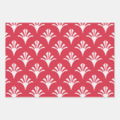 Art Deco Patroon 02 - Wit op Paradise Pink Inpakpapier Vel (Voorkant)