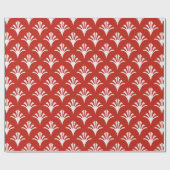 Art Deco Patroon 02 - Wit op Perzisch Rood Cadeaupapier (Vlak)