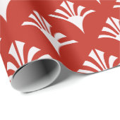 Art Deco Patroon 02 - Wit op Perzisch Rood Cadeaupapier (Rol Hoek)