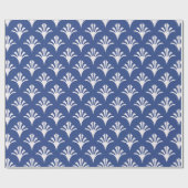 Art Deco Patroon 02 - Wit op Pruisisch Blauw Cadeaupapier (Vlak)