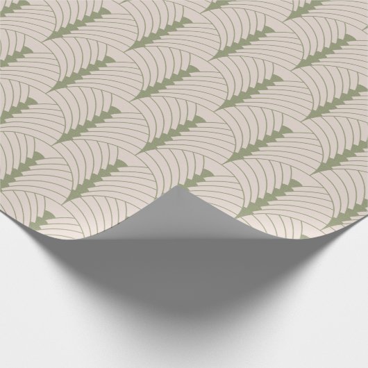 Art Deco Patroon 03 - Camouflage Groen op Wit Cadeaupapier (Hoek)