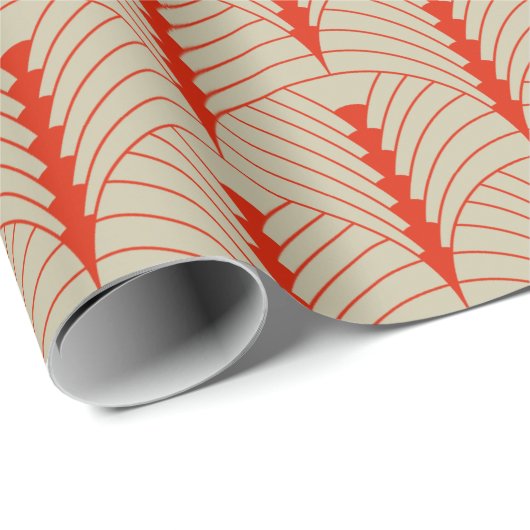 Art Deco Patroon 03 - Dali's Rood op Gebroken Wit Cadeaupapier (Rol Hoek)