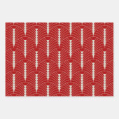 Art Deco Patroon 03 - Gebroken wit op Milano Red Inpakpapier Vel (Voorkant)